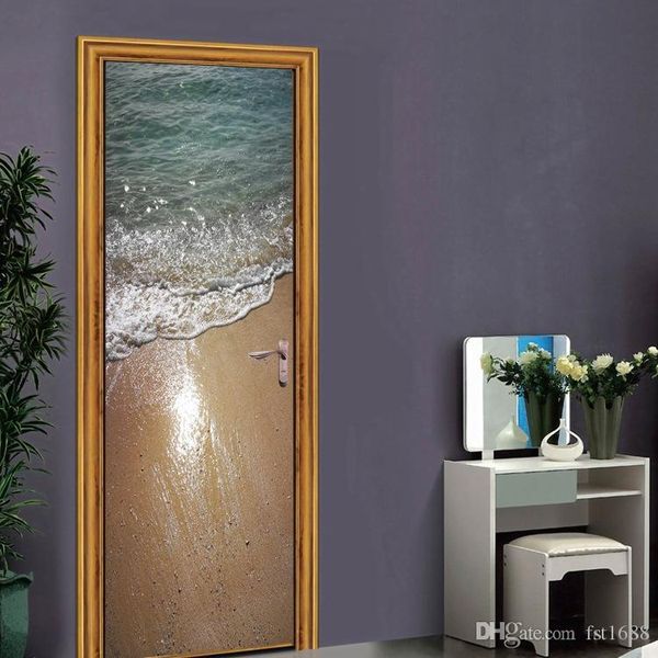 

2pcs набор море спрей в восход diy искусстве обои стикером двери mural гостиная art водонепроницаемая съемные таблички домашнее украшение