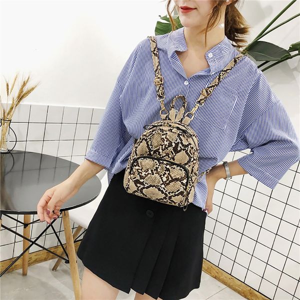

muqgew female backpack leopard snake reticulated canvas versatile print 2019 fashion zipper pack students shoulder bag mochila
