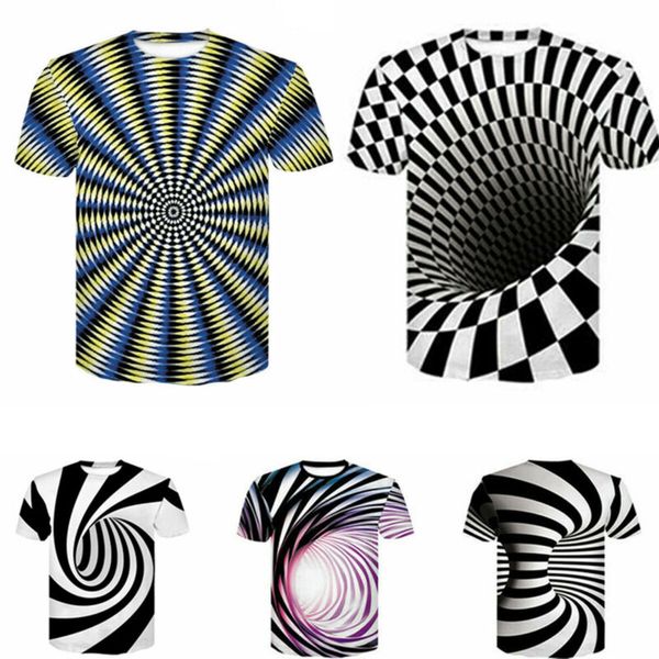 

Fashion Man Sport 3D Optical illusion Breathable T-Shirt Hypnosis Swirl Print Men Short Sleeve Tee Tops