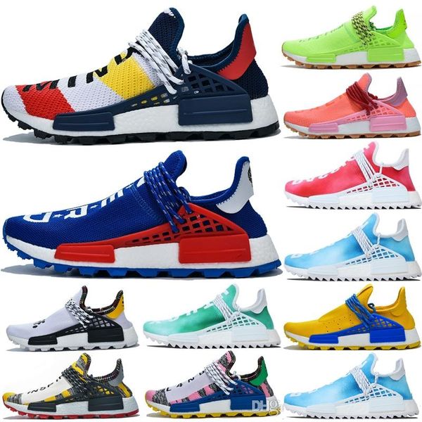 

2019 pharrell williams nmd human race designer sneakers bbc solar pack yellow blue nerd heart mind mens womens nmds running shoes size 36-47, White;red