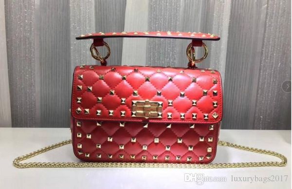 

motorcycle style sheep leatehr women leather shoulderbag corss boday bag with chain and rivets selling and fashionable in 2019