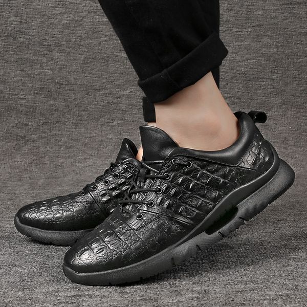 

autumn casual men shoes leather mens fashion footwear good quality casual sneakers for man comfortable men young shoes, Black