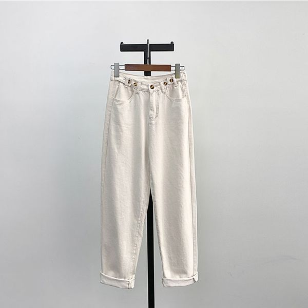 

women jeans for women fashion loose long white women's jeans high waist casual cotton jean female denim harem pants wj120, Blue