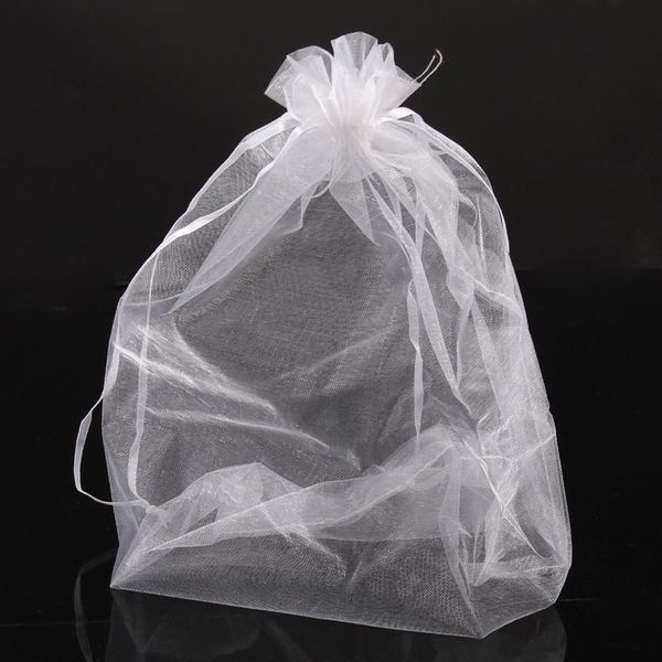 

50pcs wedding favor transparent white candy gift bag birthday party decorations organza gift bags jewelry pouches 20cmx30cm