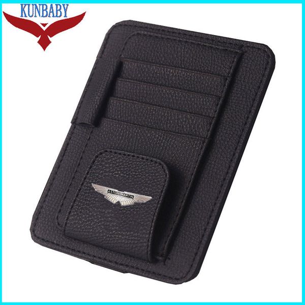 

leather eye glasses card bill pen holder clip car accessory sun visor sunglasses cover for aston martin car styling