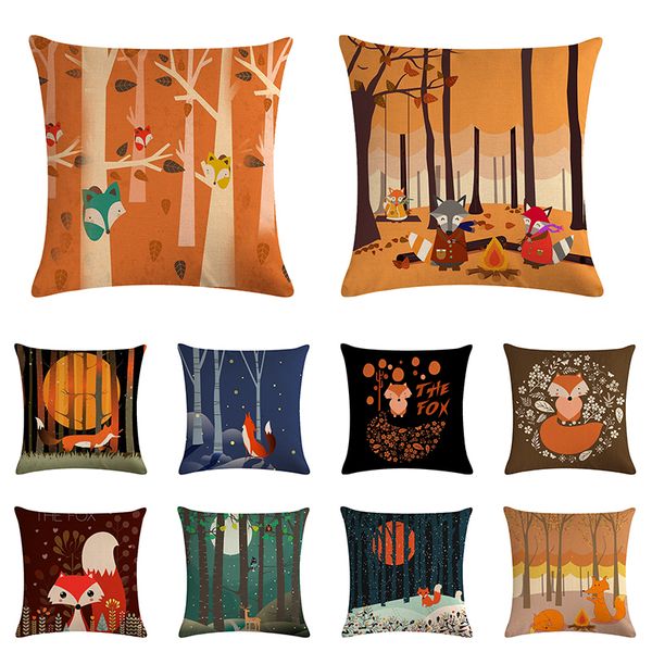 

животное fox pattern хлопок белье подушка обложка декоративного кресло талия площадь 45x45cm наволочка подушка обложка главная жизнь zy878