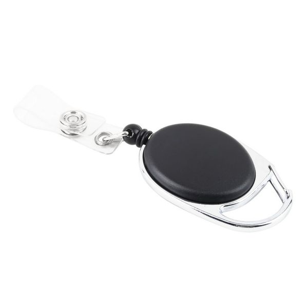 

retractable pull key ring chain reel lanyard name tag card badge holder reel recoil belt key clip classic keychain black 2019, Slivery;golden