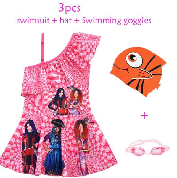 

2020 ребенок одежда наследники 3 купальник onepiece жилет для детей девочек mal наследники 3 эви cosplay фиолетовый платье бутик одежды, White