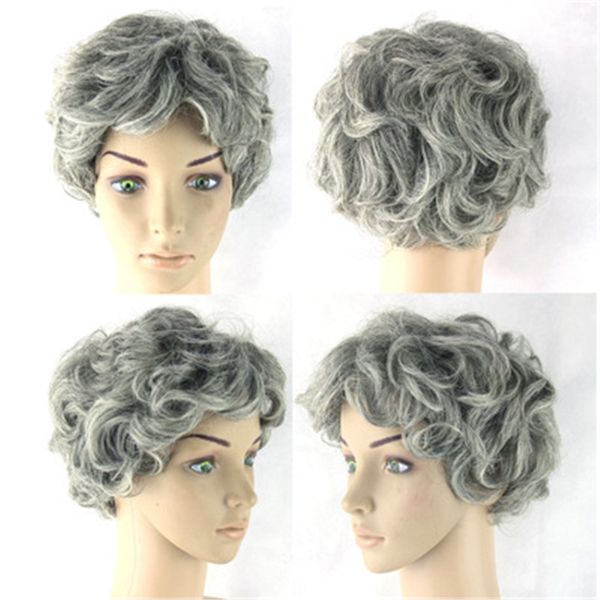 Perucas de cabelo sintético SW-WIG-01 Curto Corte Bobo Onda Gray Simulação de Prata Humano Peruca Perruques de Chaveux Humanas Pelucas Wig-01