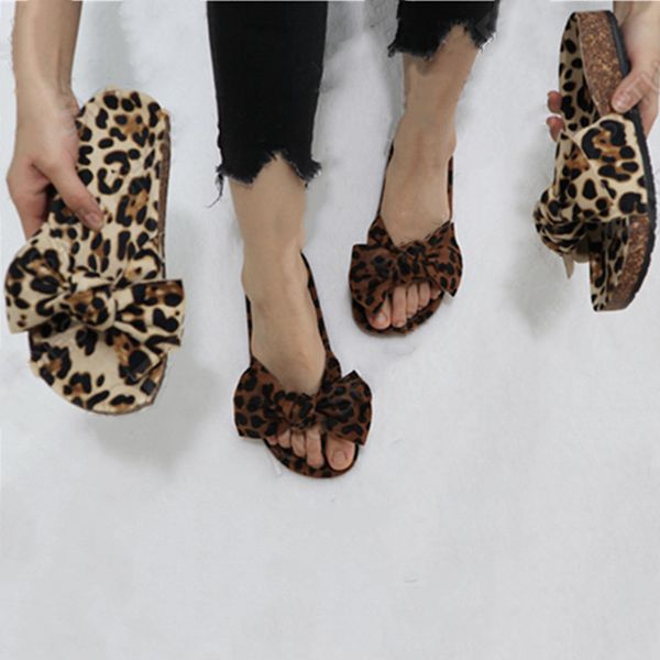 

wholesale women sandals slippers clogs bow flat suede plus size leopard club bowknot non-slip wear-resisting flat shoes slade 0079, Black