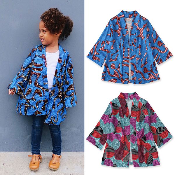 

new spring baby girls jackets and coats boho style pattern kids windbreaker jackets autumn for girl children coat, Blue;gray