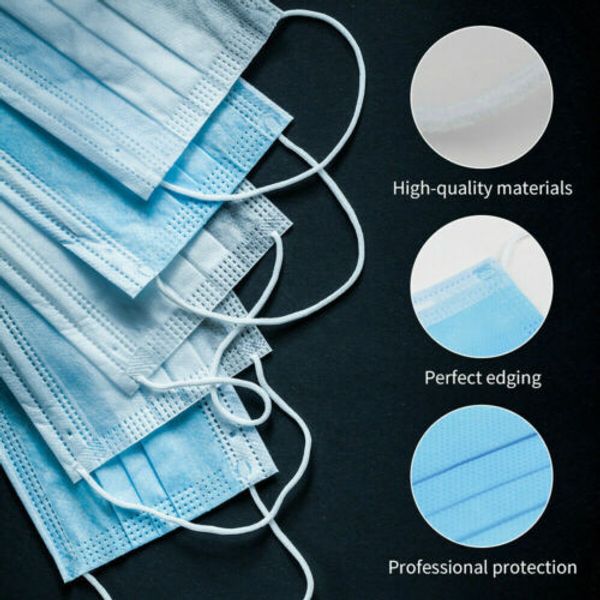 

50pcs non-medical disposable mask 3-layer protective face mask anti pm2.5 breathable facial dust mask in stock