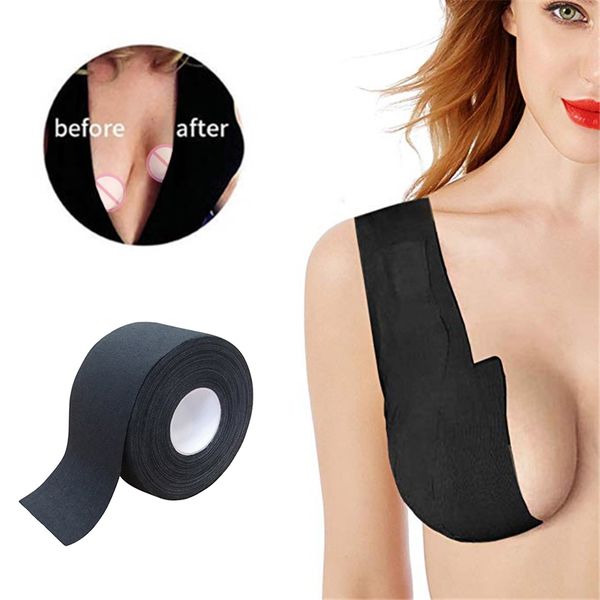 

1 roll adhesive bras for women nipple cover breast lift tape push up invisible lingerie stick strapless boob tape intimates bra, Black;white