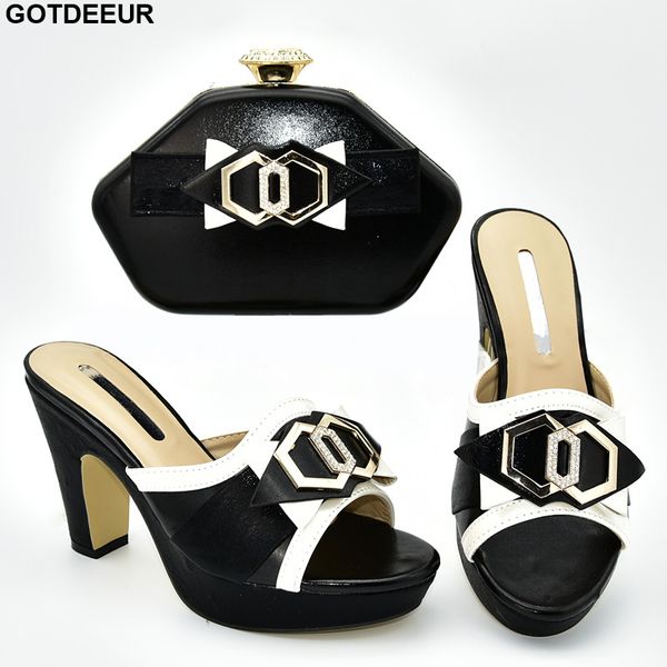 

new arrival shoes and bag set african sets 2019 italian shoes with matching bags for wedding italy ladies sandals with heels, Black