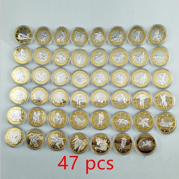 

47 pcs full set coins 6 euros lady man passing bi metal silver gold plated 32 mm valentine lover gift love games decoration coin