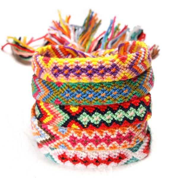 

wholesale colorful woven braided friendship bracelet bohemian retro handmade cotton thread bracelets women men jewelry gift adjustable, Golden;silver