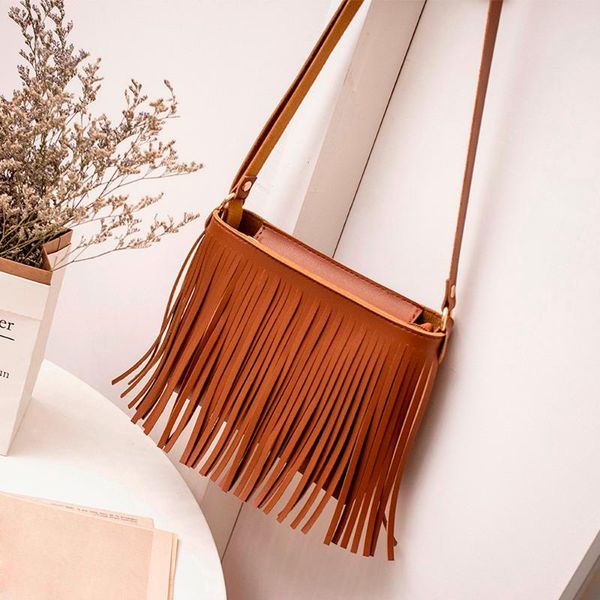 

tassel soft leather shoulder bag women 2020 single-shoulder bag square messenger crossbody bags phone bags sac main femme