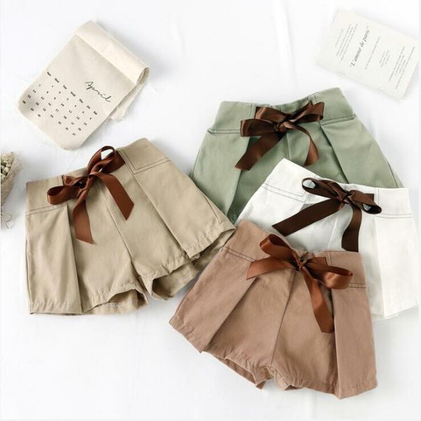 

kids designer shorts children bowknot pleated shorts pant summer girls cotton solid shorts baby fashion boutique trousers streetwear byp213, Black