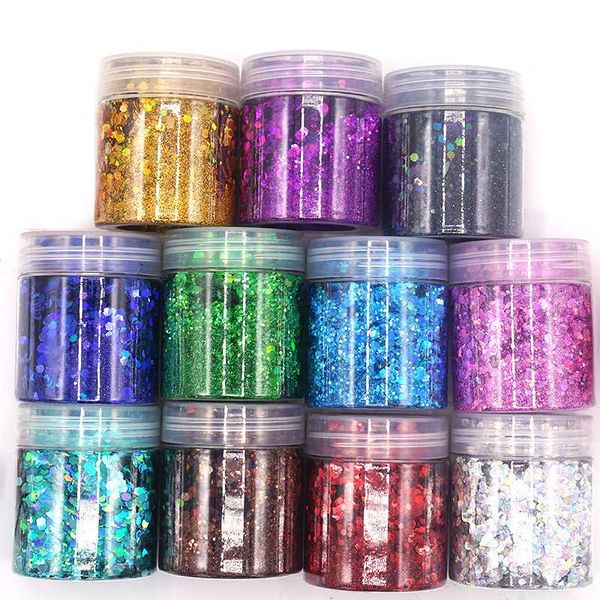 

chunky colors bulk glitter 50grams 24 colors polyester holographic chunky holographic glitter mix, Silver;gold