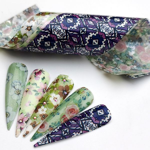 

5 pcs colorful flowers stickers/vintage elements on nails foil transfer starry sky summer sliders for manicure nail art decals, Black