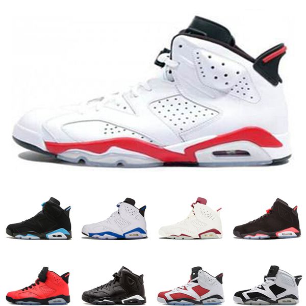 

2019 new men 6 6s basketball shoes classic sneakers infrared black cat angry bull sport blue unc mens sport trainers size 40-47