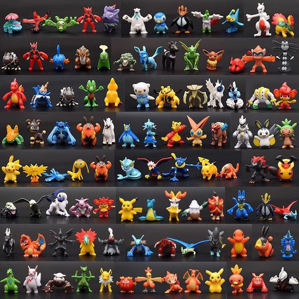

144 pcs monster pika toys pvc cartoon cosplay movies action figure decoration doll toys children kids gifts 3cm