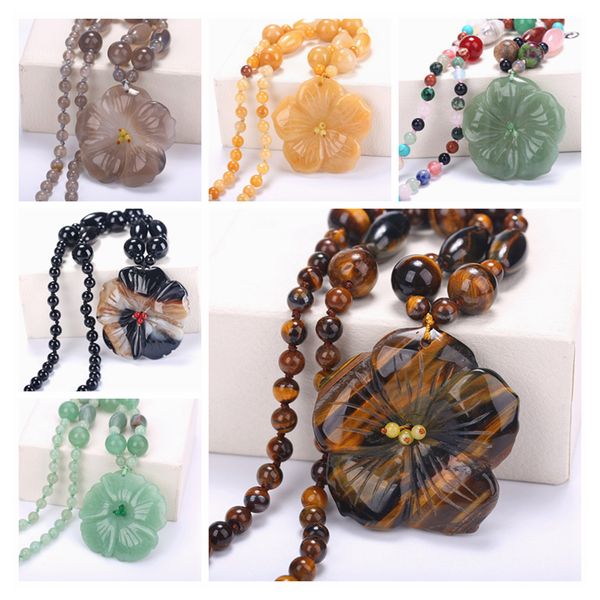 

5*5cm chakra natural stones reiki healing charm jewelry flower of life pendant necklace yoga jewelry amulet lovers pink quartz, Silver
