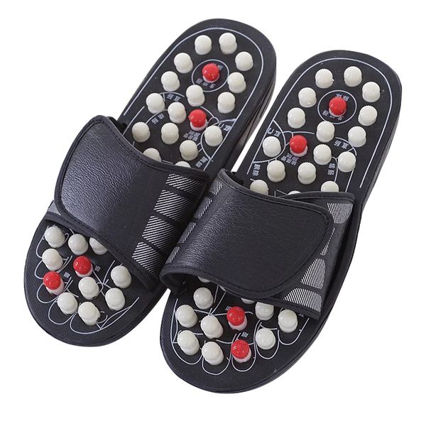 

2019 acupoint massage slippers sandal for men feet chinese acupressure therapy medical rotating foot massager shoes 38-45, Black