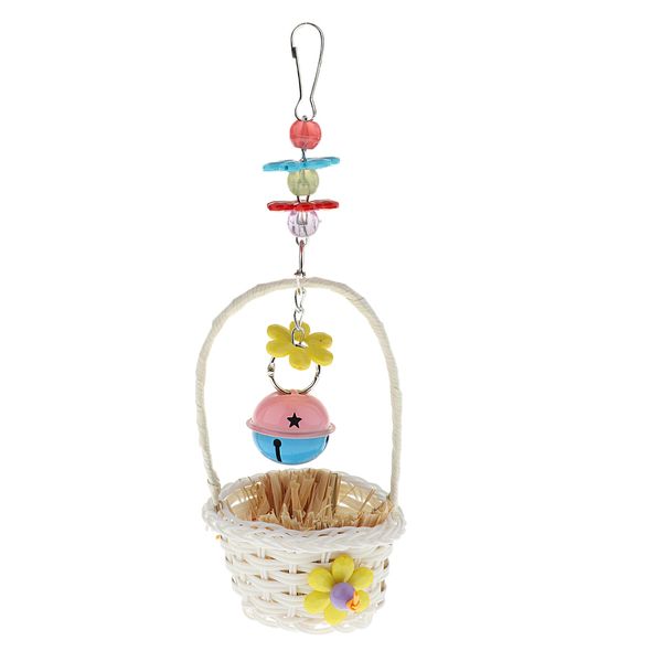

birds parrot swing flower basket bell hanging cage bite chew toy