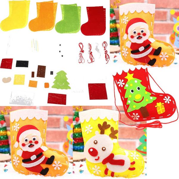 DIY Weihnachtsstrümpfe Socken Elch Weihnachtsmann Schneemann Süßigkeiten Geschenktüte Weihnachtsbaum Dekor Festival Party Ornament für Kind