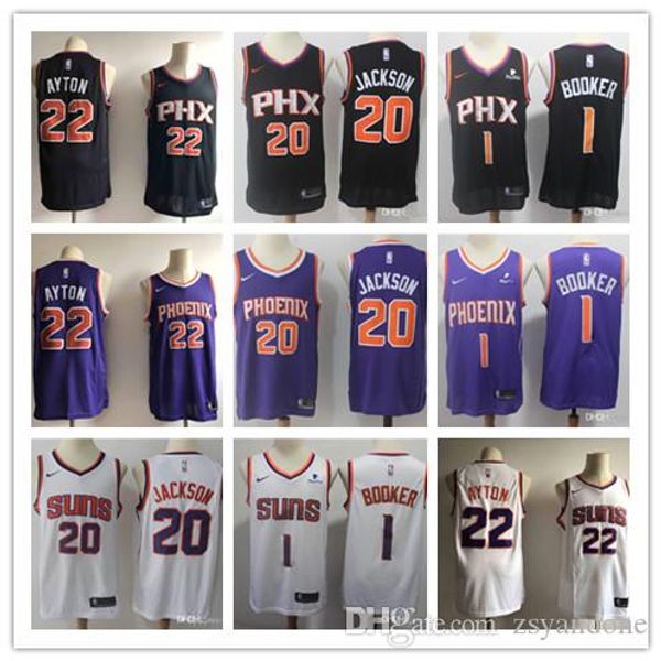 

2020 hoenix suns nash 13 steve 22 ayton charles 34 barkley devin 1 nba booker josh 20 jackson basketball jersey deandre, Black