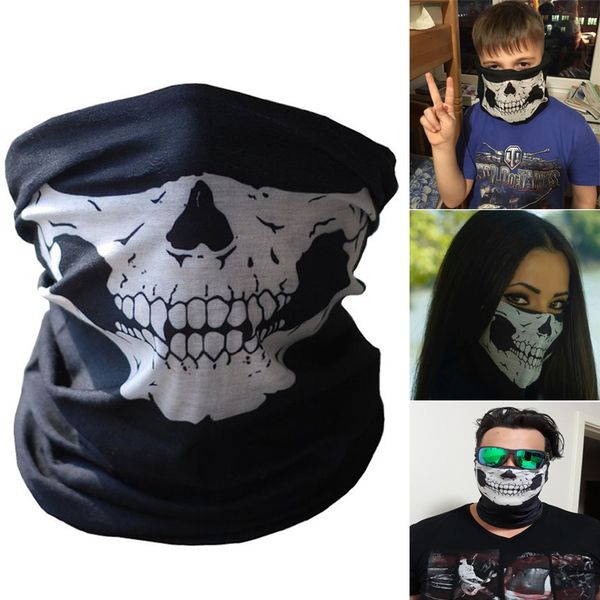

bandana men outdoor cycling scarf face mask neck warmer special forces skull protective mask hiking scarf wristband for women, Black