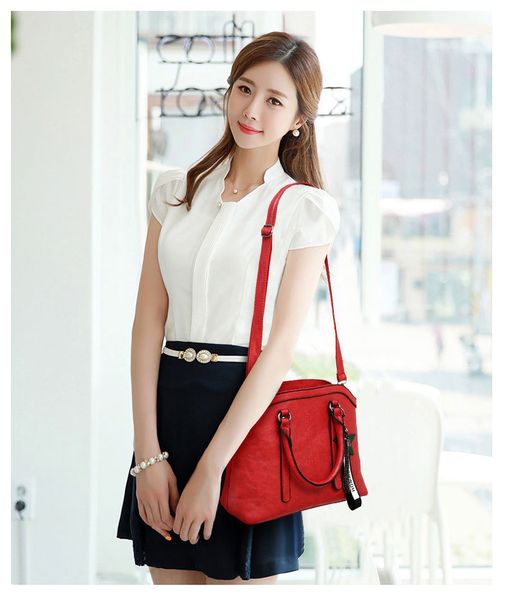 

2019 new three-piece composite bag solid color retro design lady shoulder diagonal package large capacity handbag wholesale