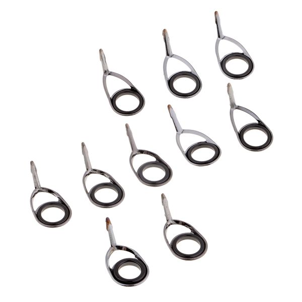 

10pcs fishing rod eyes sic ring spinning rod guides line rings stainless steel frame-easy to install