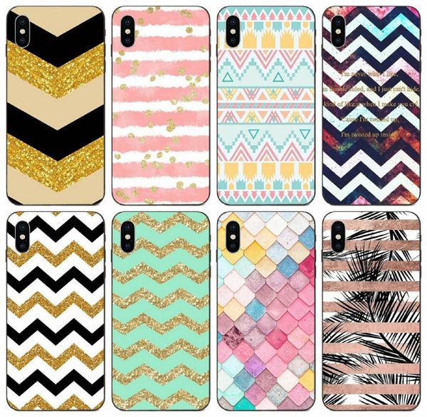 

tongtrade] stripe gold glitter chevron wave wavy pattern classic case for iphone x xs 11 pro max 8 7 6s 6p 5s 5 huawei p30 lg v40 1pcs case
