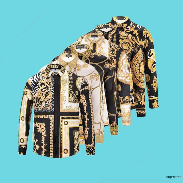 

fashion wholesale 10pcs/piece dhl spring 100% cotton medusa 3d shirt men's slim shirt men's black print casual n7s, White;black