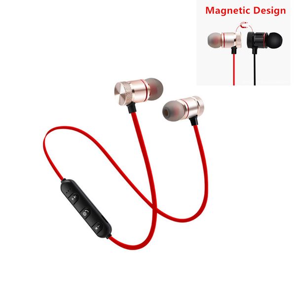 

wireless bluetooth earphones metal magnetic stereo sports bass cordless headset earbuds with microphone headphones for all phone