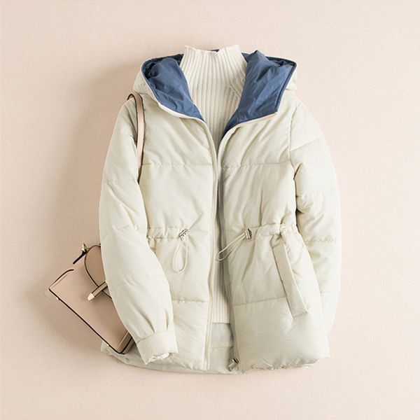 

abrigos mujer invierno 2019 new zipper parka short cotton-padded jacket hooded warm winter jacket women solid winter coat womens, Black