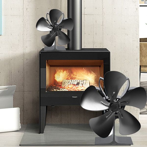 

5 blades heat self powered stove fireplace eco friendly fan silent fuel saving 448a