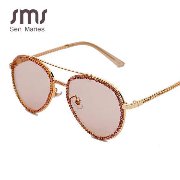 

designer brand sunglasses oversize women pilot sun glasses men luxury diamond sunglasses clear lens oculos feminino glasses ch01, Blue