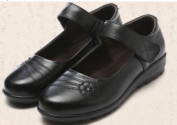 

women's shoes in spring and autumn slope heel round head mother @asd621, Black