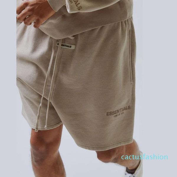 

20 ss страх божий туман светоотражающие шорты старинные уличные эластичные талии открытый короткие брюки спортивные свободные повседневные ш, Black