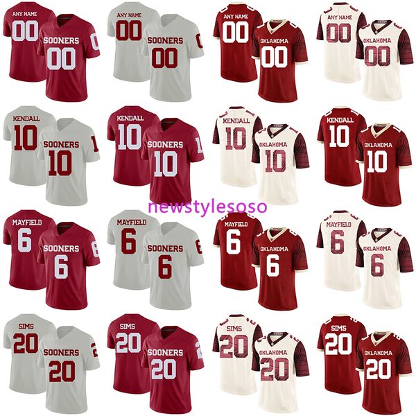 

2019 ncaa football оклахома sooners 10 остин kendall 6 бейкер мэйфилд 20 билли симс трикотажных изделий, Black;red