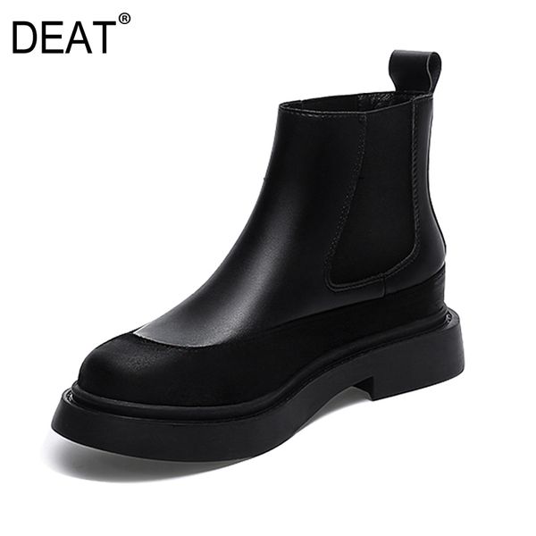 

deat] 2019 round toe elastic band black pu leather velvet shoes women short snow boots new spring autumn fashion tide 10e243