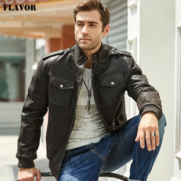 

new men's leather jacket bomber jacket, black jacket made of genuine leather, warm pilot for the winter