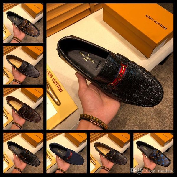 

21fw mens casual loafers slip-on fashion italy shoes men classic leather men luxury loafers genuine leather mens shoes formal loafer yeye2, Black