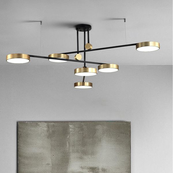 Post Modern Golden Bright Three Color Pendant Lamp Simple And Elegant Atmosphere Restaurant Rotating Light Luxury Pendant Lights Modern Hanging Light
