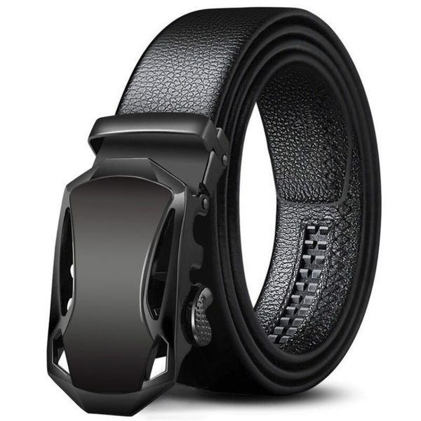 

fashion automatic buckle belts men black leather belt men's buckle belts waist strap for men 3.5cm width, Black;brown