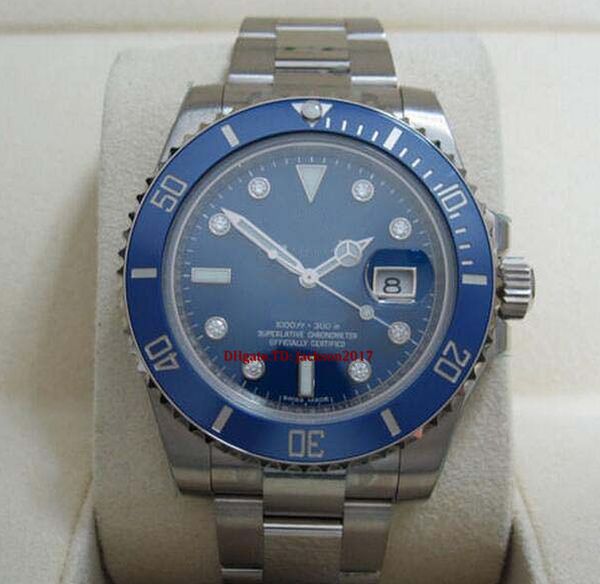 

christmas gift mens watch 116619 sub white gold blue diamond dial, Slivery;brown