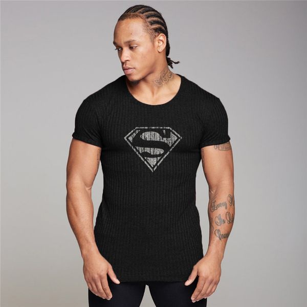 

sport shirt summer fitness gym t shirt men short sleeve quick dry running men knitted outdoor joggers t-shirt, Black;blue